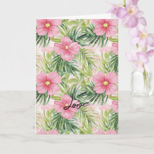 Tropisk Rosa Blommigt Bröllop Kort