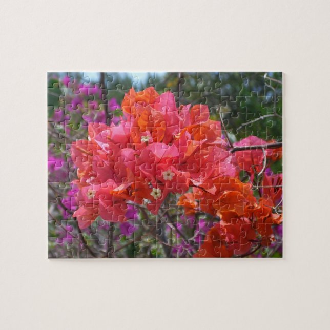 Tropisk Rosa Blommigten Bougainvillea Island Pussel (Horisontell)