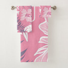 Tropisk rosa blommor Monogram fleece filt