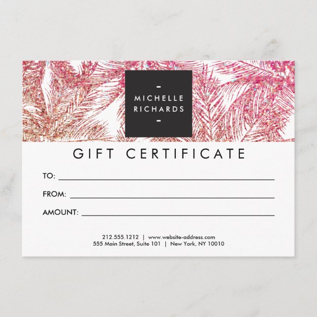 Tropisk Rosa/Bronze Glitter Handflatan Gift Card (Framsida)
