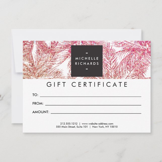 Tropisk Rosa/Bronze Glitter Handflatan Gift Card (Framsida)