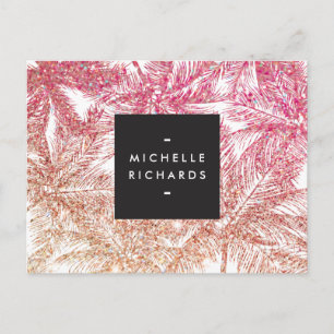 Tropisk Rosa/Bronze Glitter Handflatan Vykort