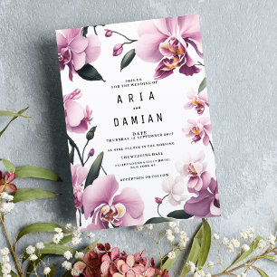Tropisk rosa elegant eller blommigt Bröllop Inbjudningar