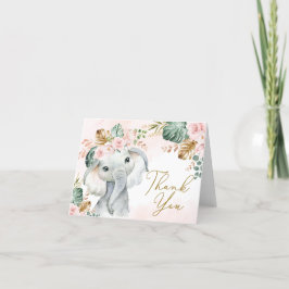 Tropisk Rosa  Elephant Baby Shower Birthday Tack Kort