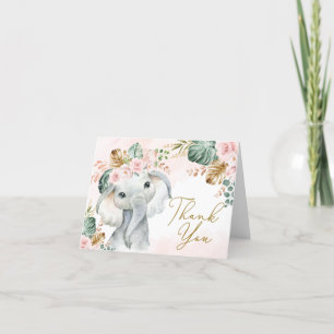 Tropisk Rosa  Elephant Baby Shower Birthday Tack Kort
