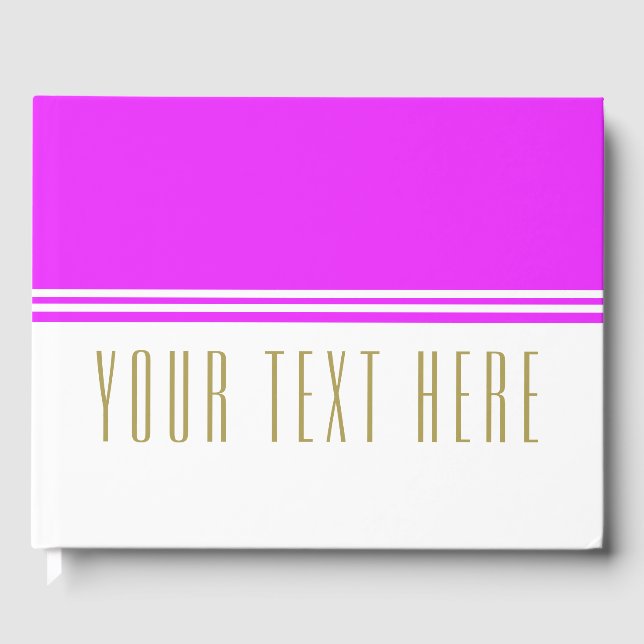 Tropisk Rosa Färg Block Rand på vit text Gästböcker (Framsida)