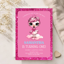 Tropisk Rosa Flamingo 1-års Födelsedagsfest