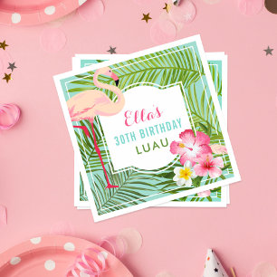 Tropisk Rosa Flamingo 30års födelsedag Luau Pappersservett