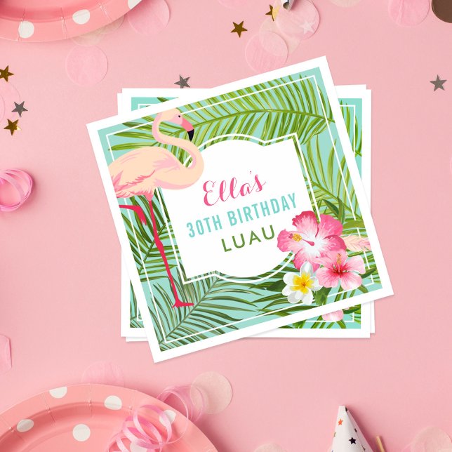 Tropisk Rosa Flamingo 30års födelsedag Luau Pappersservett (Skapare uppladdad)