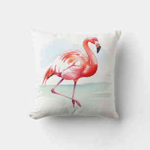 Tropisk Rosa Flamingo Akvarell Dekorativ Kudde