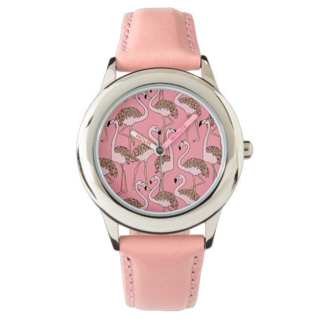 Tropisk Rosa Flamingo Armbandsur (Framsida)