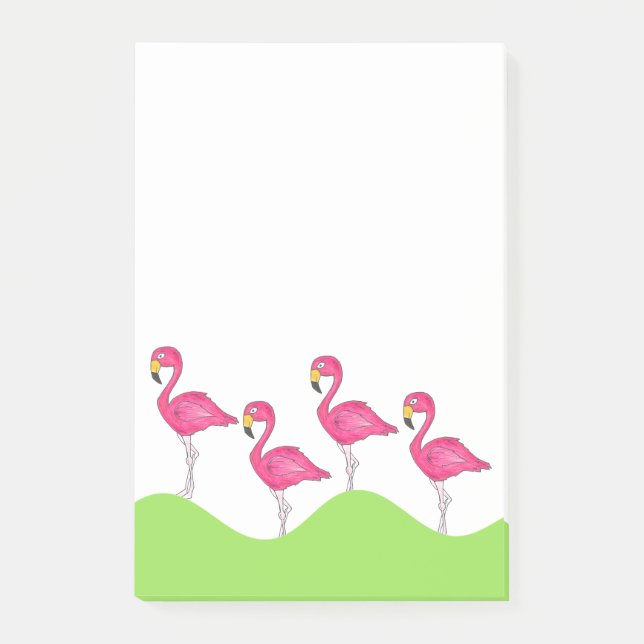 Tropisk Rosa Flamingo Bird Flamingos har lagt ut s Post-it Block (Framsida)