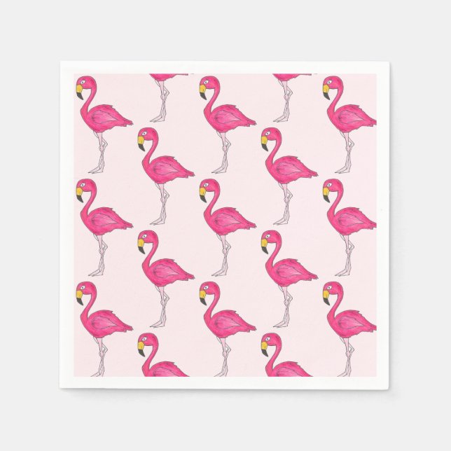 Tropisk Rosa Flamingo Bird Napkins Pappersservett (Framsidan)