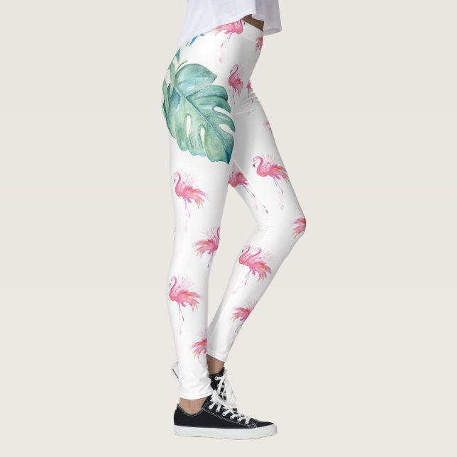 Tropisk Rosa Flamingo Clothing Leggings (Höger)