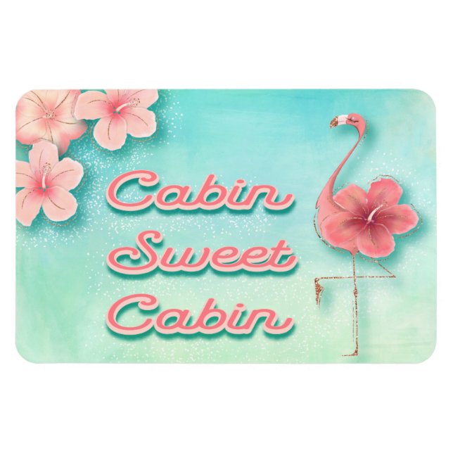 Tropisk Rosa Flamingo Cruise Stateroom Cabin Magnet (Horisontell)