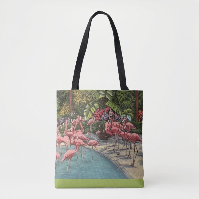 Tropisk Rosa Flamingo Flamboyance Shoulder Tote Tygkasse (Framsida)