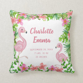 Tropisk Rosa Flamingo Flicka KeepsakéBirth Kudde