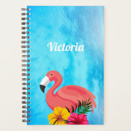 Tropisk Rosa Flamingo & Flower | Monogram