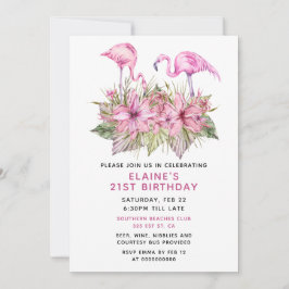 Tropisk Rosa Flamingo-Födelsedagsfest Inbjudningar