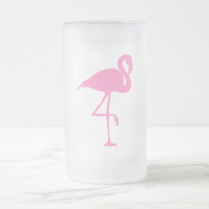 Tropisk rosa Flamingo för Silhouette Frostat Ölglas