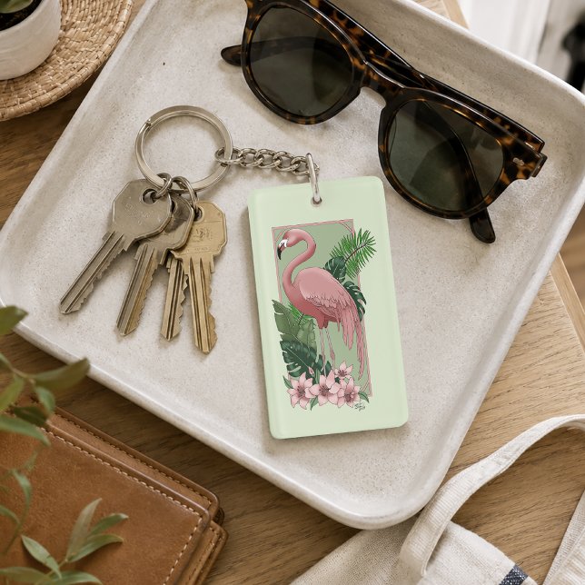 Tropisk Rosa Flamingo Gröna Palmblad Lilja (Skapare uppladdad)