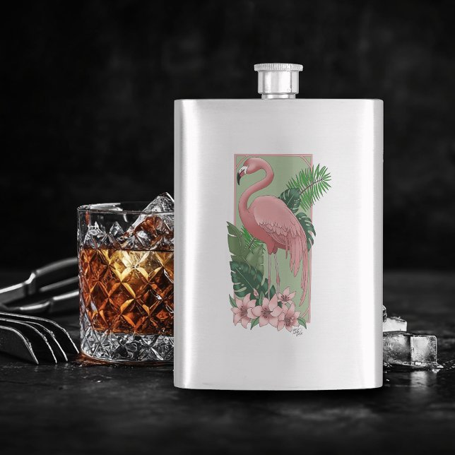 Tropisk Rosa Flamingo Gröna Palmblad Lilja Fickplunta (Skapare uppladdad)