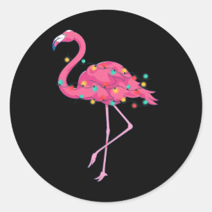 Tropisk Rosa Flamingo Hawaii Sommar Xmas Jul Runt Klistermärke