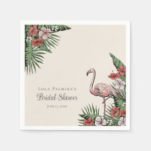 Tropisk Rosa Flamingo Hawaiians Bröllopsdusch Pappersservett