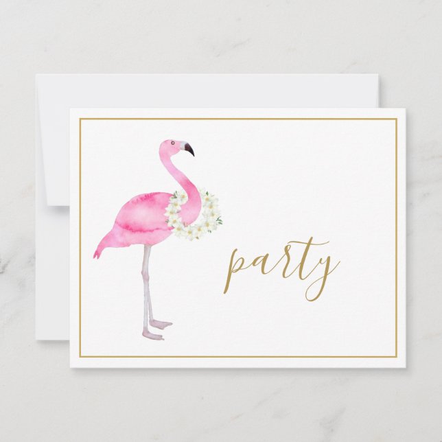 Tropisk Rosa Flamingo Ingen gåva Party Inbjudningar (Framsida)