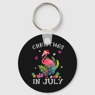 Tropisk Rosa Flamingo Jul i Juli Sommar 1 Nyckelring