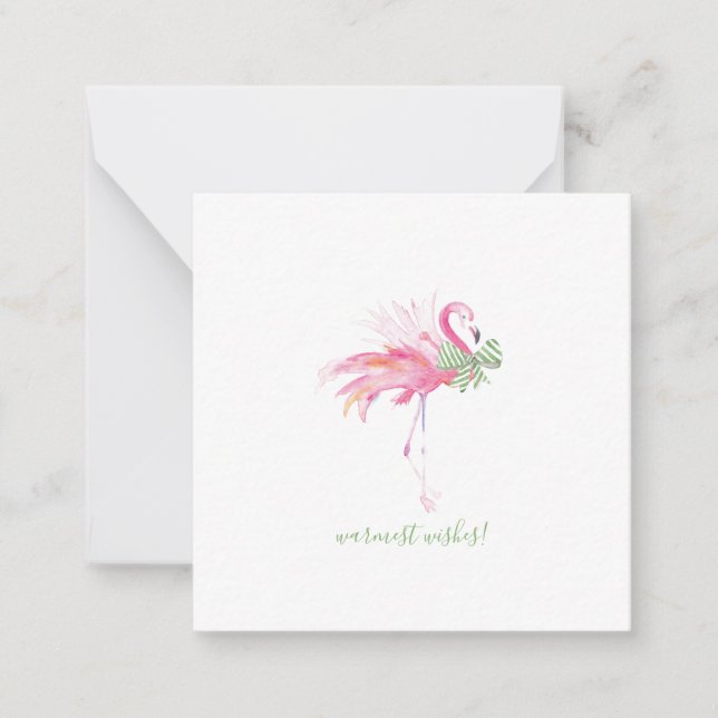 Tropisk Rosa Flamingo-julfärg Anteckningskort (Framsida)