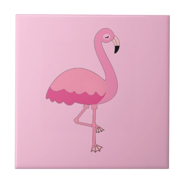 Tropisk Rosa Flamingo   Kakelplatta (Framsidan)