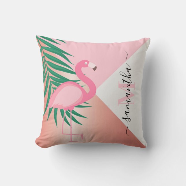 Tropisk Rosa Flamingo Kudde (Framsida)