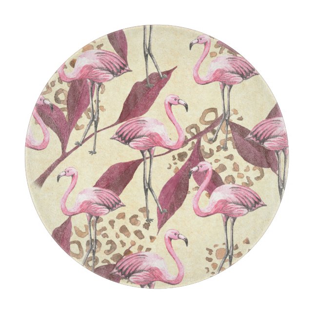 Tropisk rosa flamingo, leopard mönster. (Framsidan)