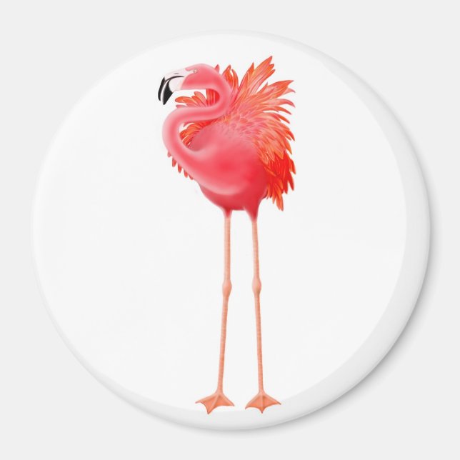 Tropisk Rosa Flamingo Magnet (Framsidan)