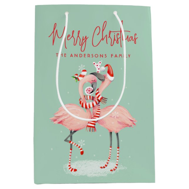 Tropisk Rosa Flamingo med jultomten jul (Framsidan)