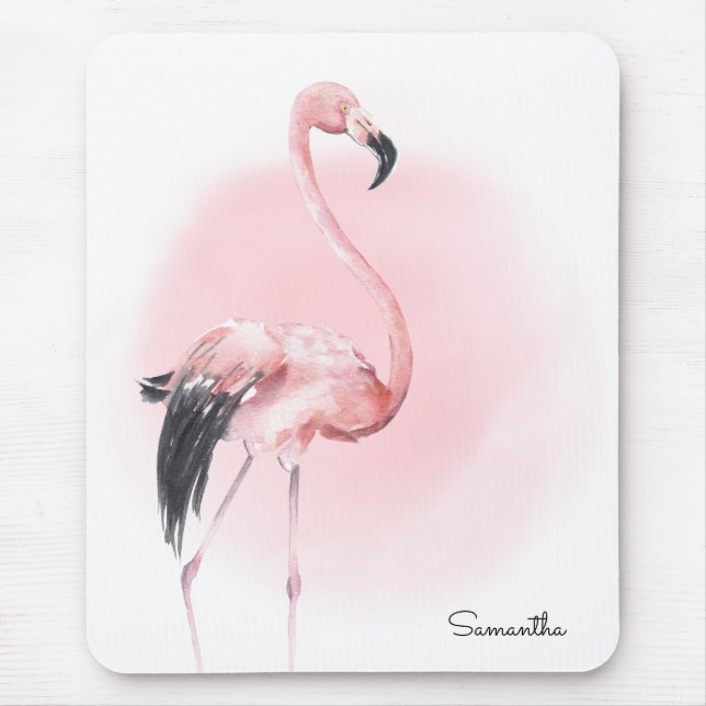 Tropisk Rosa Flamingo med Namn Musmatta (Framsidan)