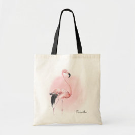 Tropisk Rosa Flamingo med Namn Tygkasse