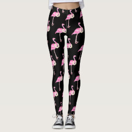 Tropisk Rosa Flamingo Mönster Vit Blommigt Utandni Leggings