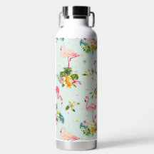 Tropisk Rosa Flamingo och Blommönster