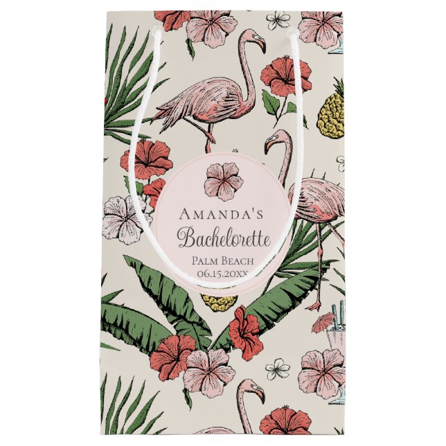 Tropisk Rosa Flamingo och Hibiscus Bachelorette (Framsidan)