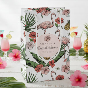 Tropisk Rosa Flamingo och Hibiscus Möhippa