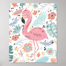 Tropisk Rosa Flamingo Poster