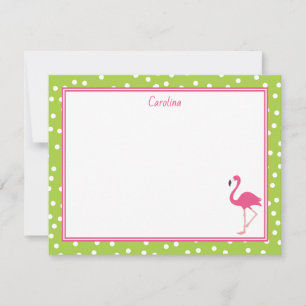 Tropisk Rosa Flamingo Prickar Limegrön Anteckningskort