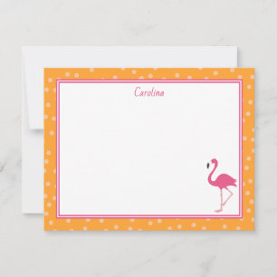 Tropisk Rosa Flamingo Prickar Orange Notkort Anteckningskort