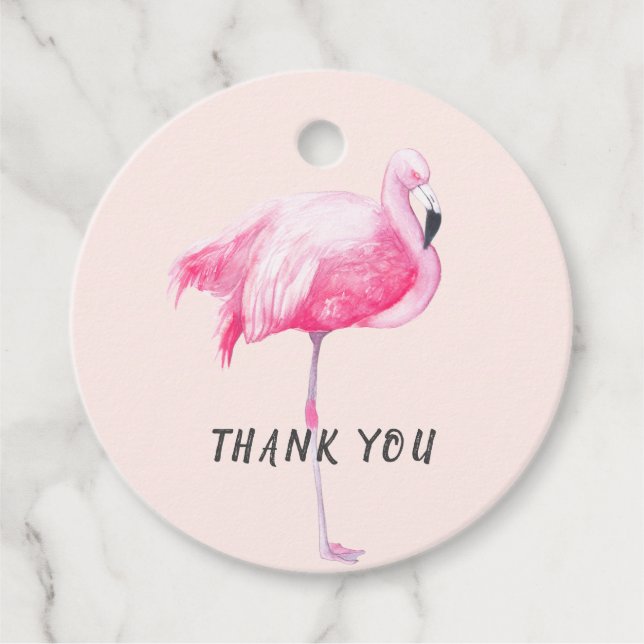 Tropisk rosa flamingo tack bröllop gåvor etiketter (Framsida)