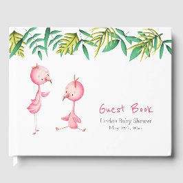Tropisk Rosa Flamingo Tropical Baby Shower Gästböcker