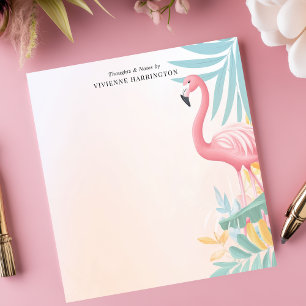 Tropisk Rosa Flamingo Vattenfärg Personlig Anteckningsblock