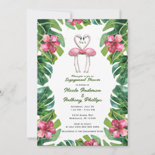 Tropisk rosa flamingoförlovningsskalasfest inbjudningar