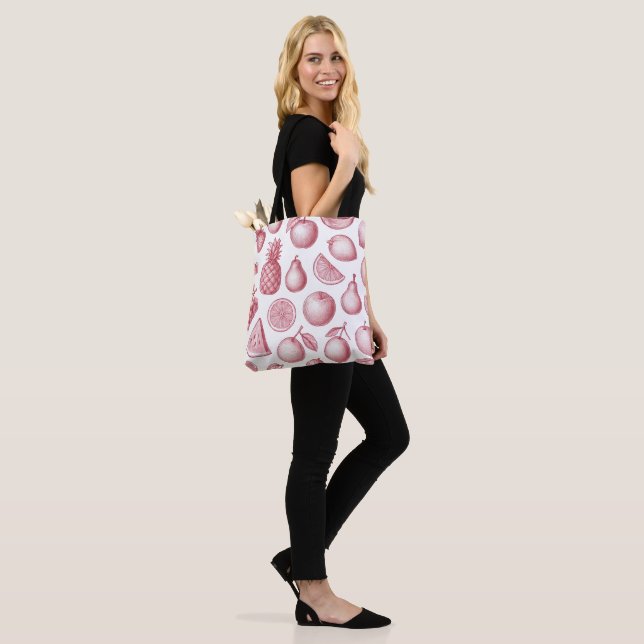 Tropisk Rosa Fruit Tote Bag Tygkasse (På modell)